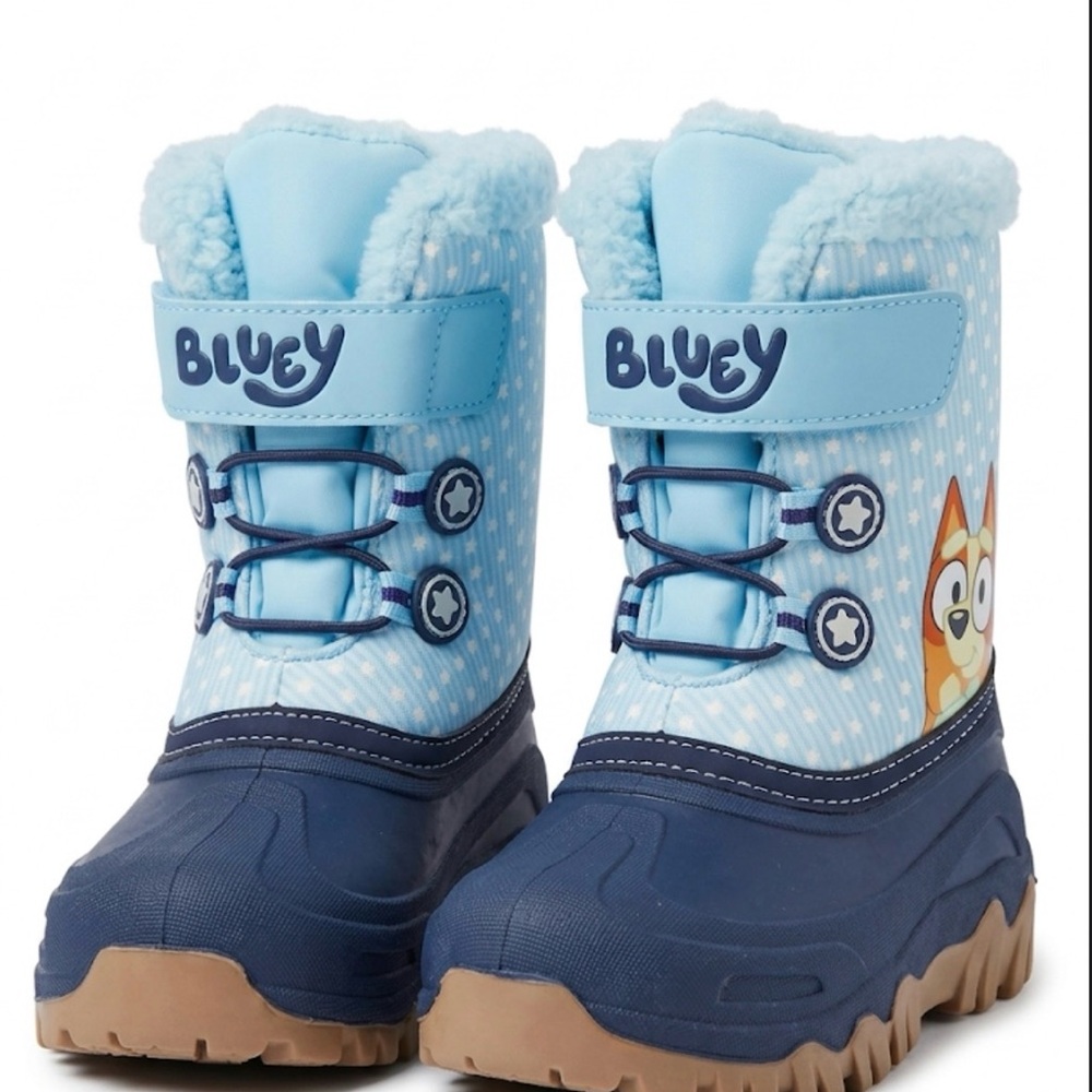 Bluey Kids Light Blue & Navy Snow Boots. Toddler size 9c